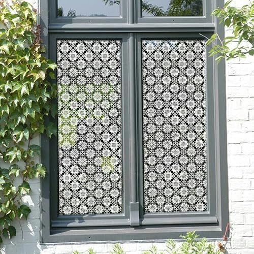 Miniatura 9 de ChicSkin Lámina de privacidad blanca pura esmerilada para ventana, calcomanías extraíbles de vidrio estático para puerta de ventana de vidrio, flor