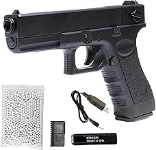 Glockk 17 Electric Airsoft Gun, with Li-Po Battery, Charger, 1000 Balls and Load Included - Tactical Airsoft Replica in Durable Plastic, Dim. 22 x 3 x 14 cm, 0.7 joules