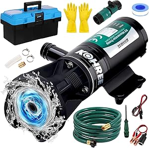 Kohree RV Macerator Pump 12V, 12GPM Quick-Release Self-Priming Macerator Pump for RV, RV Waste Pump Kit with Hose Fittings, RV Black Water Hose, Storage Box, RV Accessories for Camper
