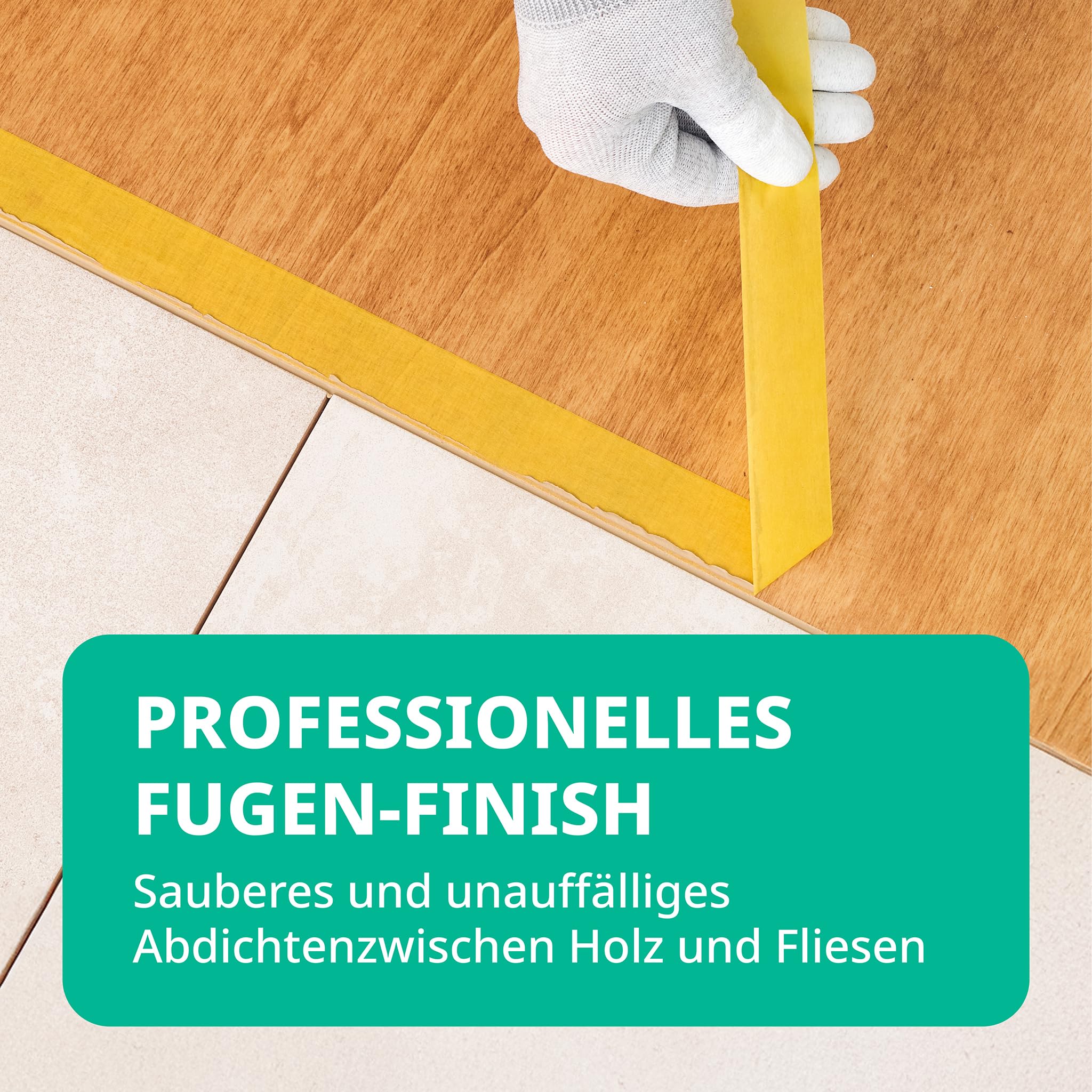 Kartuschenpistole + FOME FLEX 4x Parkett-Fugenfüller Kiefer – Acryl Dichtstoff für Holz, Parkett und Laminat, überstreichbar mit 2000N Pistole