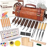 KKERNOWO 50PCS Beginner Wood Carving Kit: Whittling Knives, Chisels, Basswood Blocks, Templates & Finishing Supplies