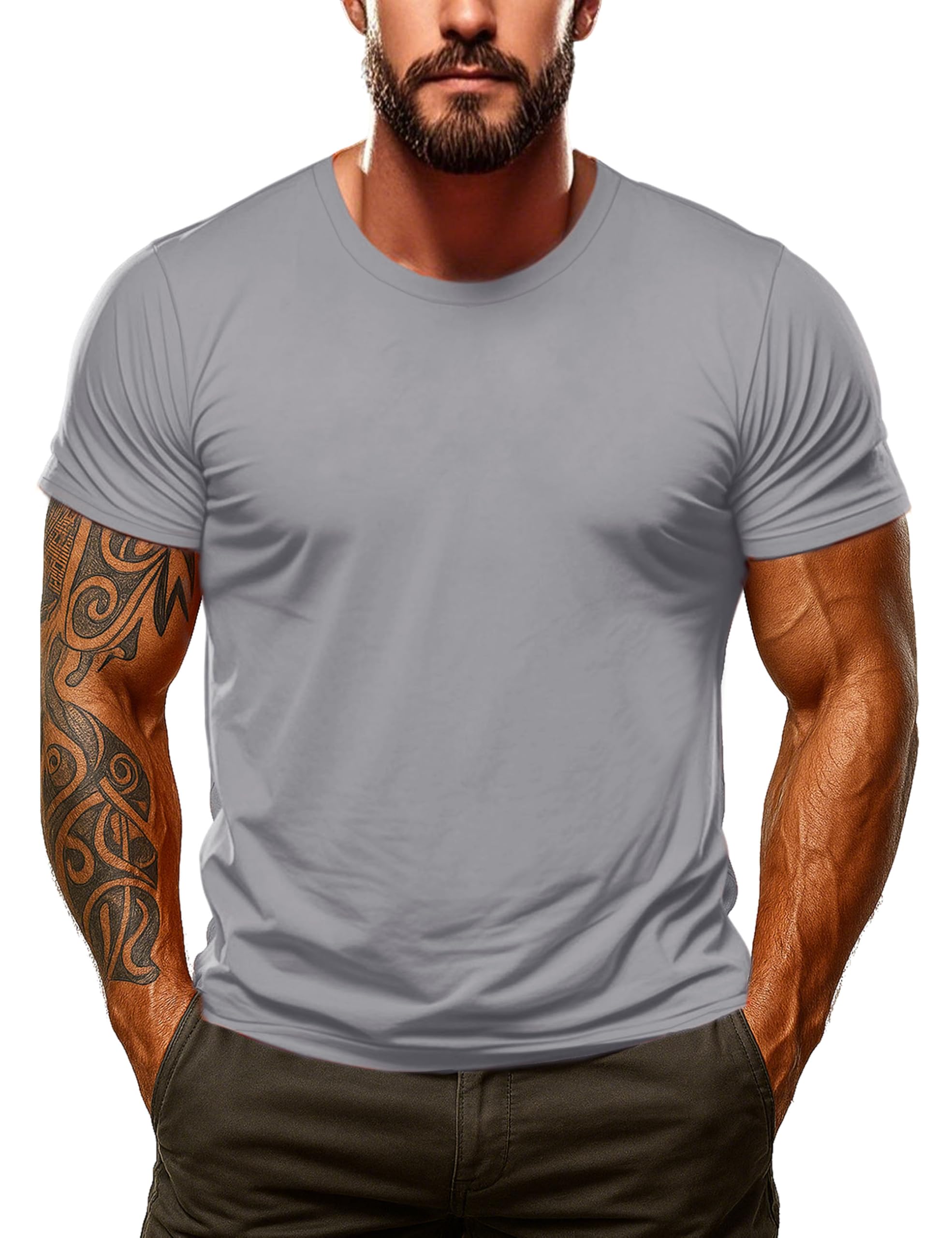 MAGCOMSEN Men's Rash Guard Swim Shirts Short Sleeve Quick Dry UPF 50+ Tshirt Athletic Sun Protection Lightweight Top