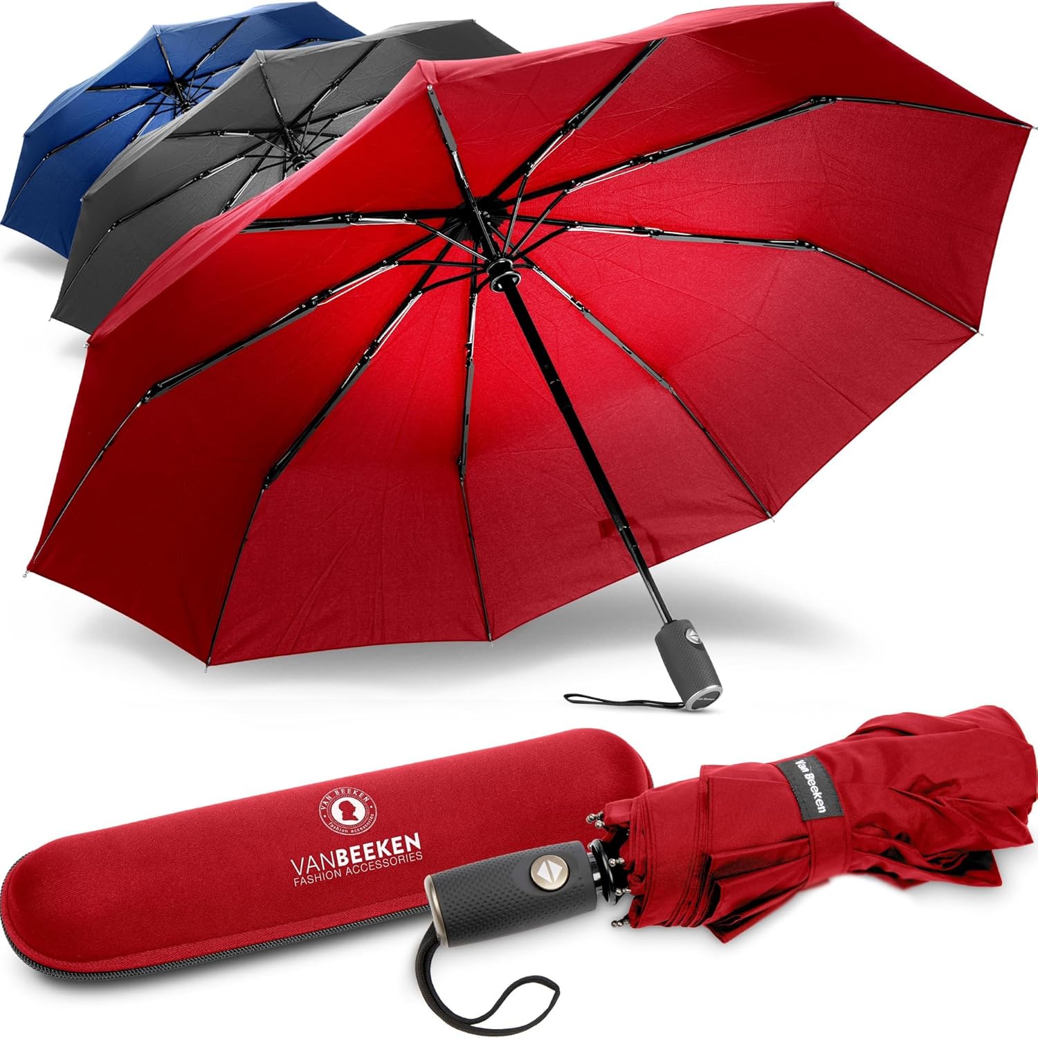 VAN BEEKEN Umbrella Windproof I Wind Resistant Travel Umbrella with