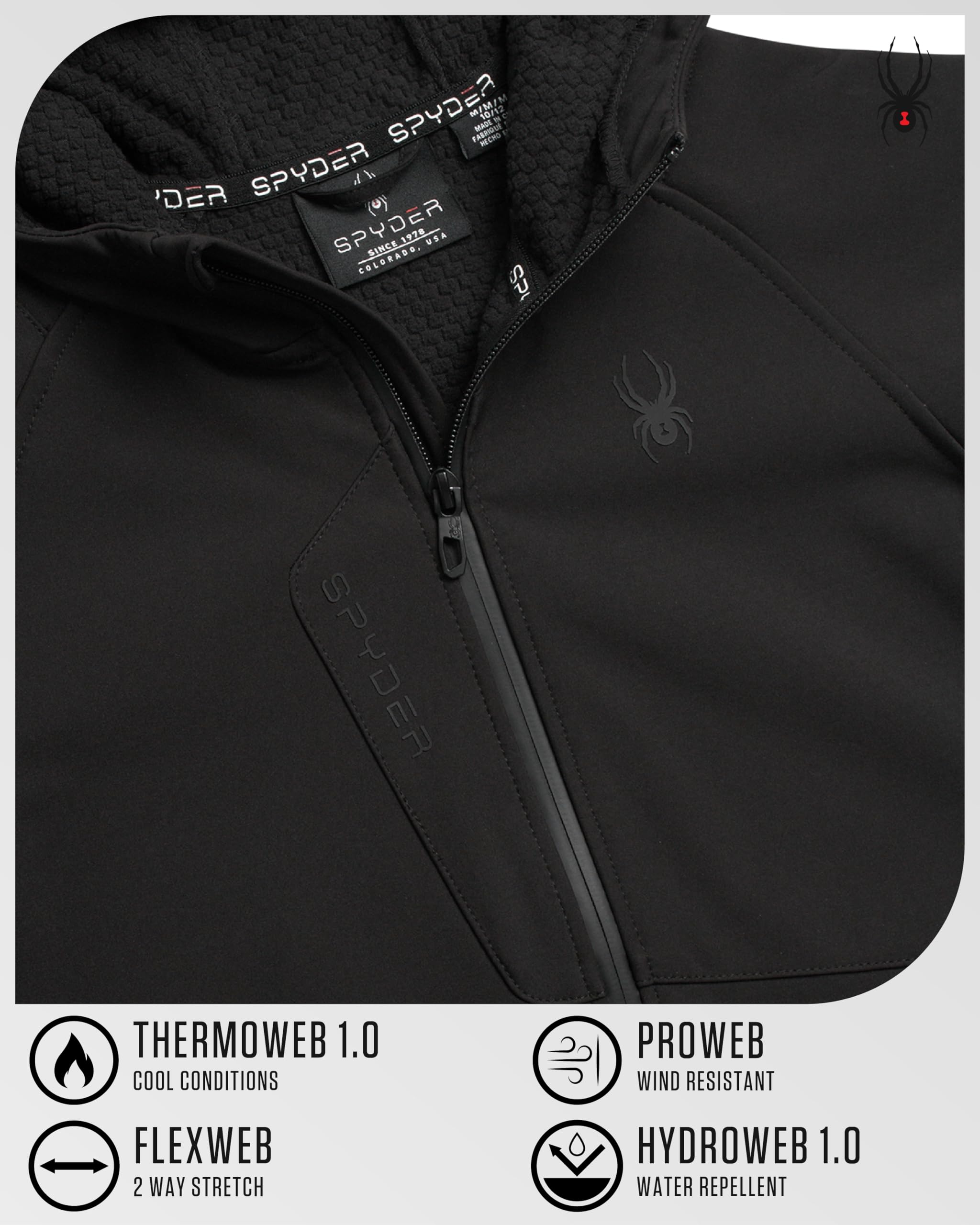 Spyder Chaqueta cortavientos para niños, chaqueta impermeable ligera con forro polar para niños, resistente al viento y al agua, abrigos para niños
