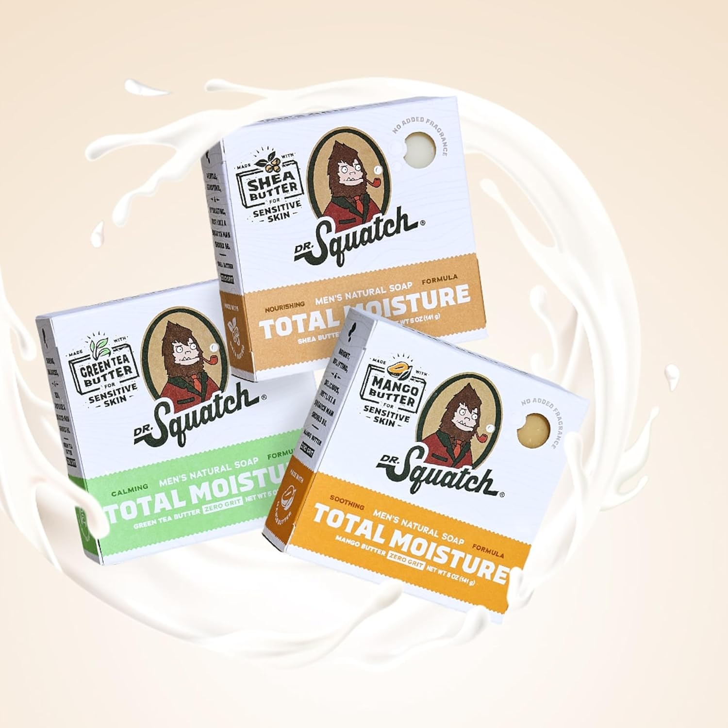 Dr. Squatch NEW Total Moisture Bar Soap for Men - No Added Fragrance Formulated for Sensitive Skin - Green Tea Butter (5 oz, 3-pack) - Image 5