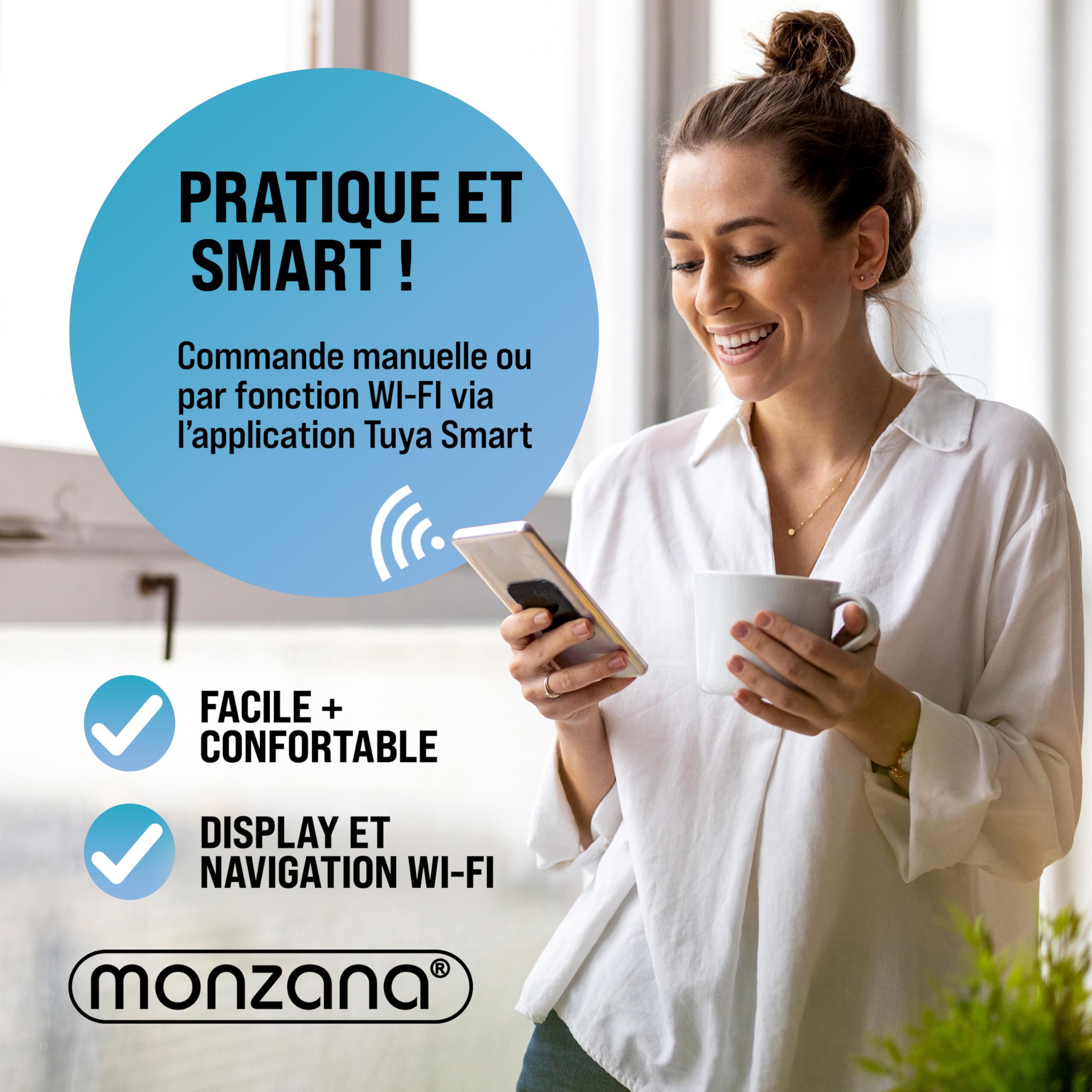 MONZANA® Mini lave-vaisselle Noir-blanc Réservoir d'eau 4,5L lave vaisselle de table 3 couverts App WIFI étudiants couples