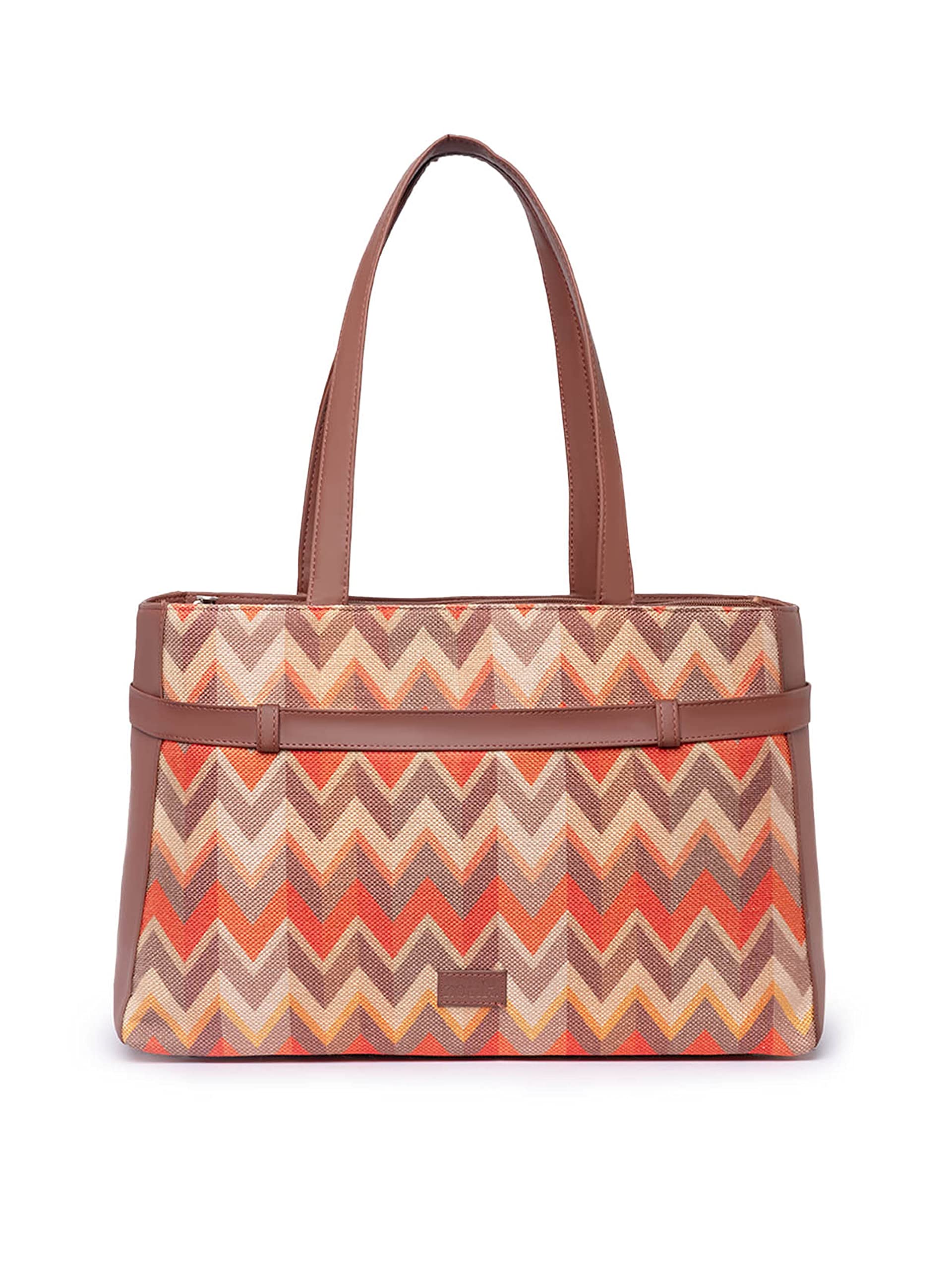 ZOUK Tidal Wave Printed Women's Jute Handcrafted Vegan Leather Multicolor Statement Office Shoulder Bag