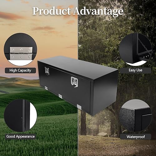 Miniatura 6 de Caja de herramientas de acero resistente de 48 pulgadas para remolque debajo de la cama, coche al aire libre con cerradura y llave, caja de