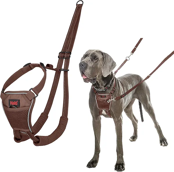 HALTI No Pull Harness - to Stop Your Dog Pulling on The Leash. Adjustable, Lightweight and Easy to Use. Reflective Dog Training Harness for Large Dogs (Size L, Deep Walnut)