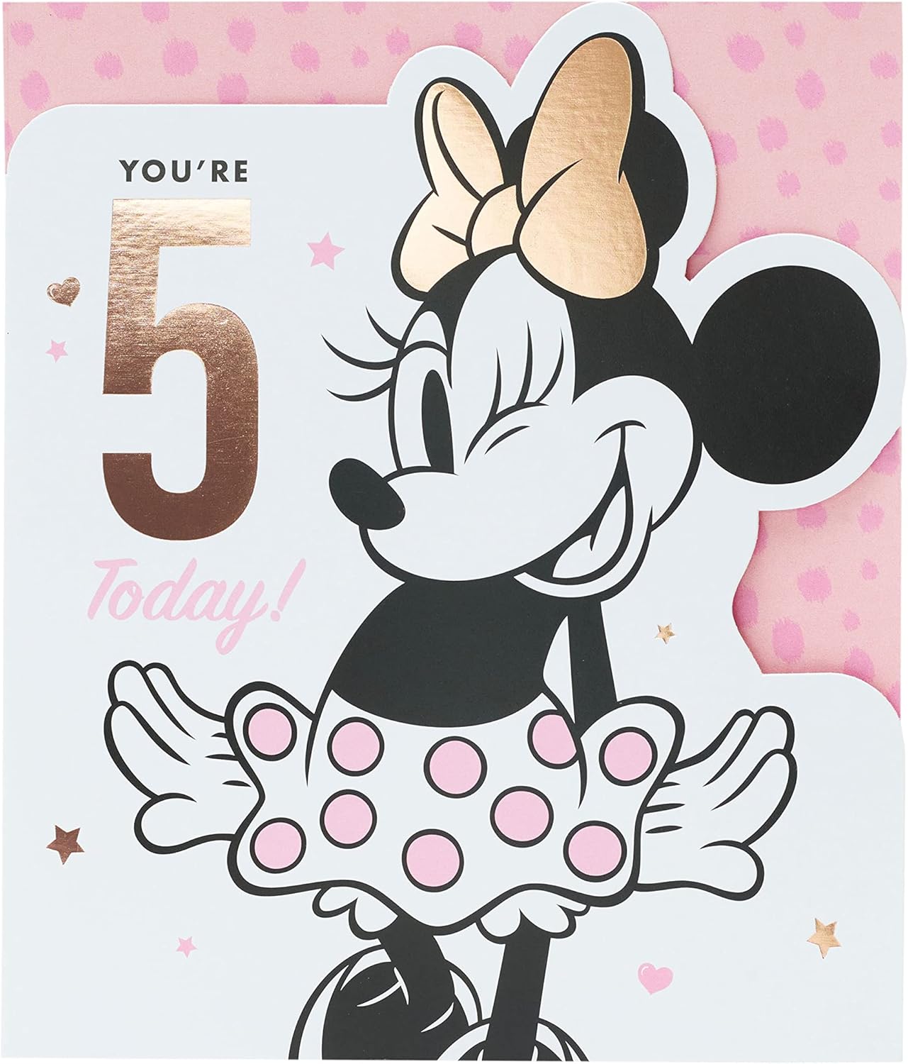 UK Greetings | 5th Birthday Card for Girl | Happy Birthday Gifts | Her, Girls, Women | Minnie Mouse Design | With Envelope | 165 x 190 mm