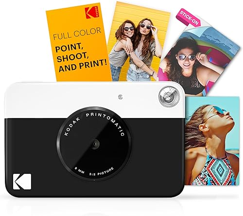 Miniatura 2 de Kodak Printomatic Cámara instantánea (negro) Paquete de regalo + papel Zink (20 hojas) + funda de lujo + 7 divertidos juegos de calcomanías +