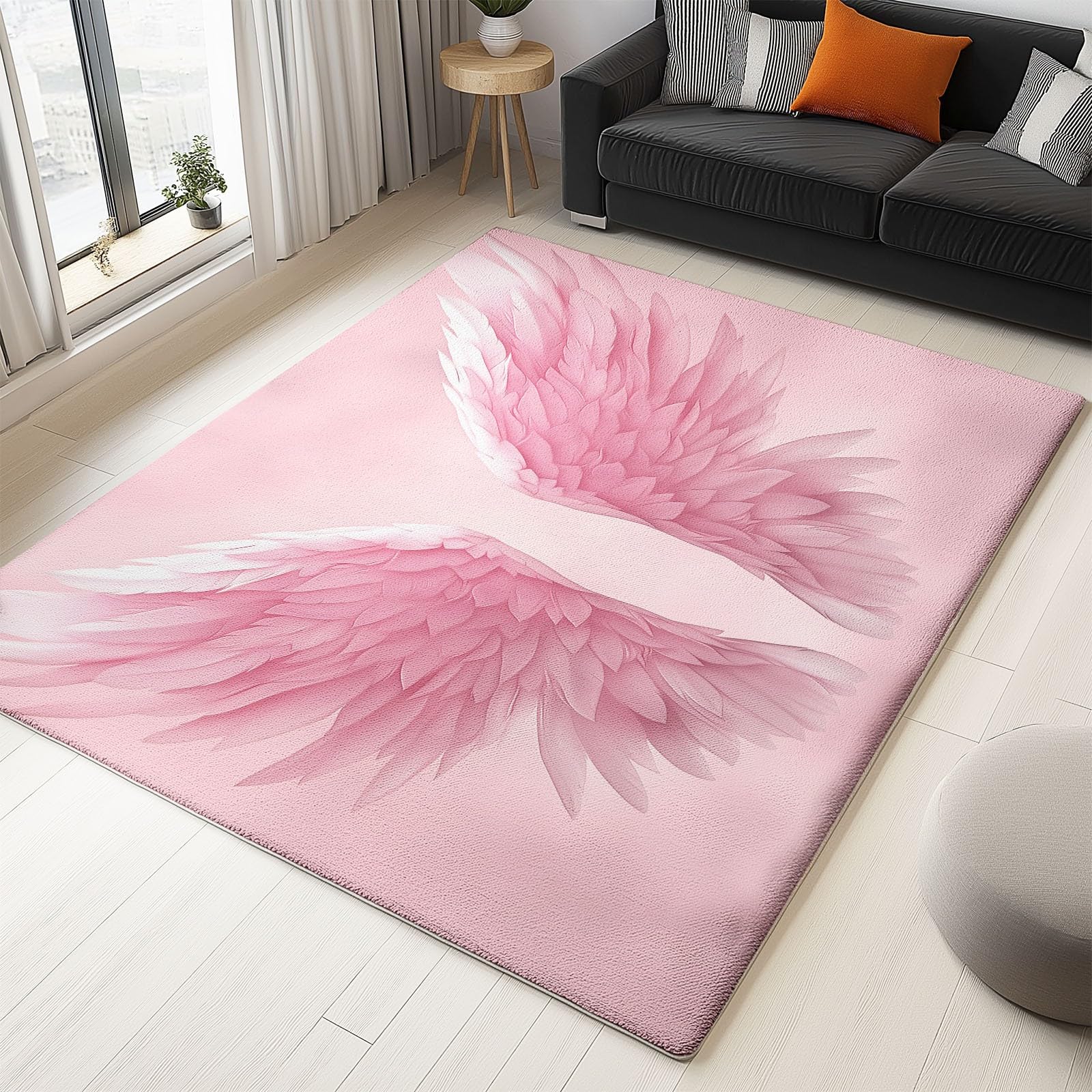 Jasne tło Dywan do salonu z krótkim włosiem 160 x 230 cm pióro anioła dywaniki flanelowe, zmywalny dywanik do sypialni, dekoracja salonu Y do domu, antypoślizgowe duże dywaniki