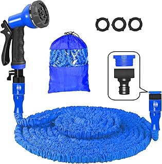 AIGUMI Garden Hose Pipe 100FT,Expanding Hose Pipe with 8 Function Spray Gun,3 Times Expandable Hose Pipe,Flexible Garden Hose Pipe Anti-Leakage Lightweight Easy Storage(100FT, Blue)