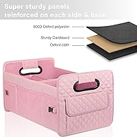 Vista 4 de JiatuA Car Trunk Organizer for SUV, Car Storage Organizer Collapsible Multi Compartment Container Box, Adjustable Car Accessories for Women/Men, Pink
