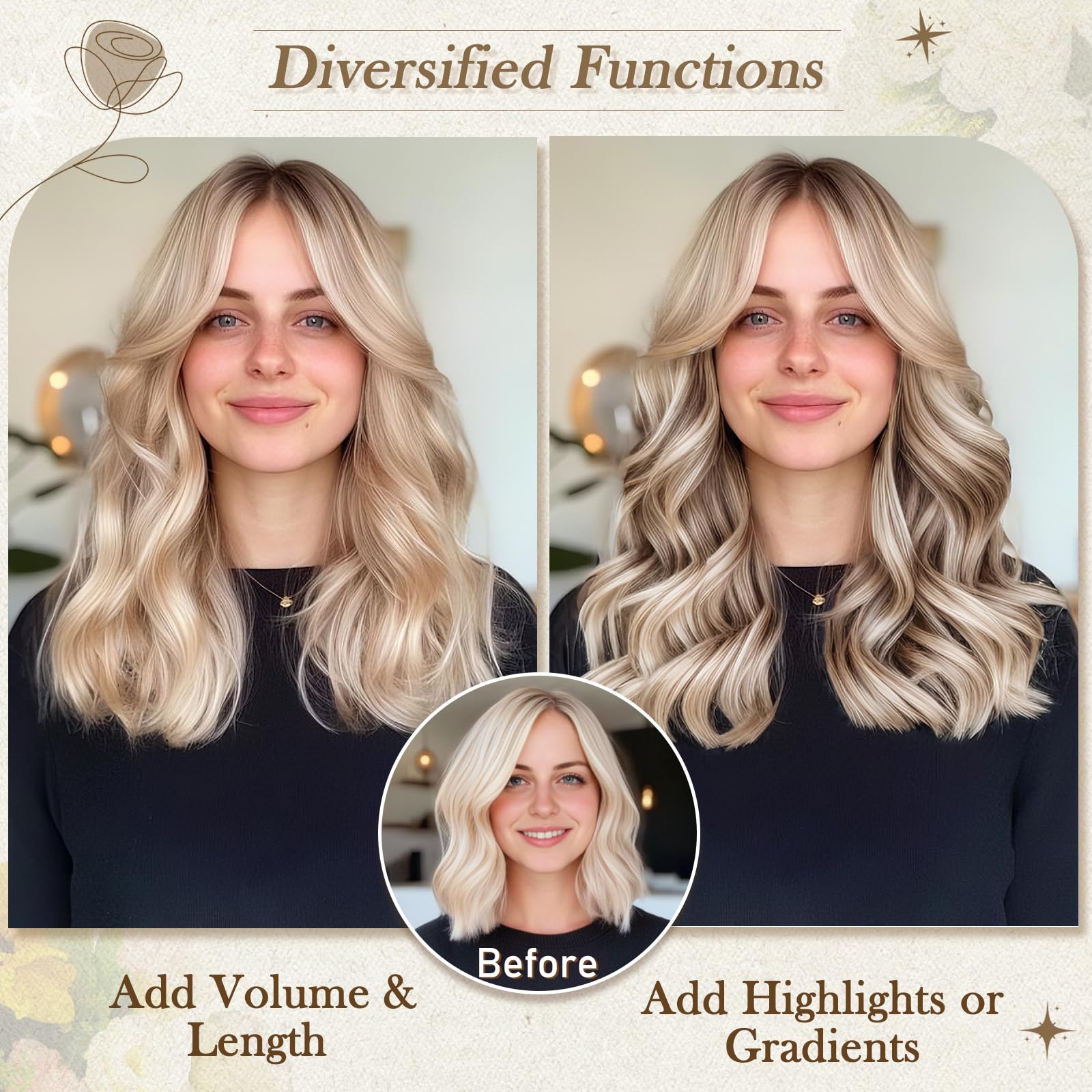 BARSDAR Extensiones Clip Pelo Natural, 30cm Gris Extensiones de Cabello para Mujer 6 Piezas Rizado Natural Extensión de Pelo Sintética Clip en Postizos Fiesta Diaria - Gris Plata
