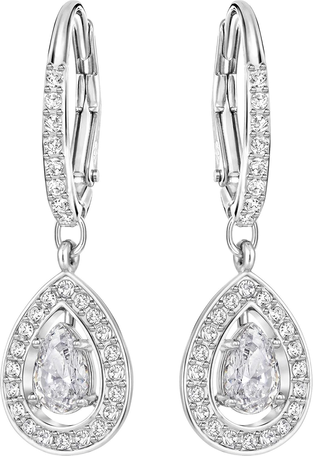[女性用イヤリング]スワロフスキー Attract Light Pear ピアス、ホワイト、ロジウムメッキ[並行輸入品]