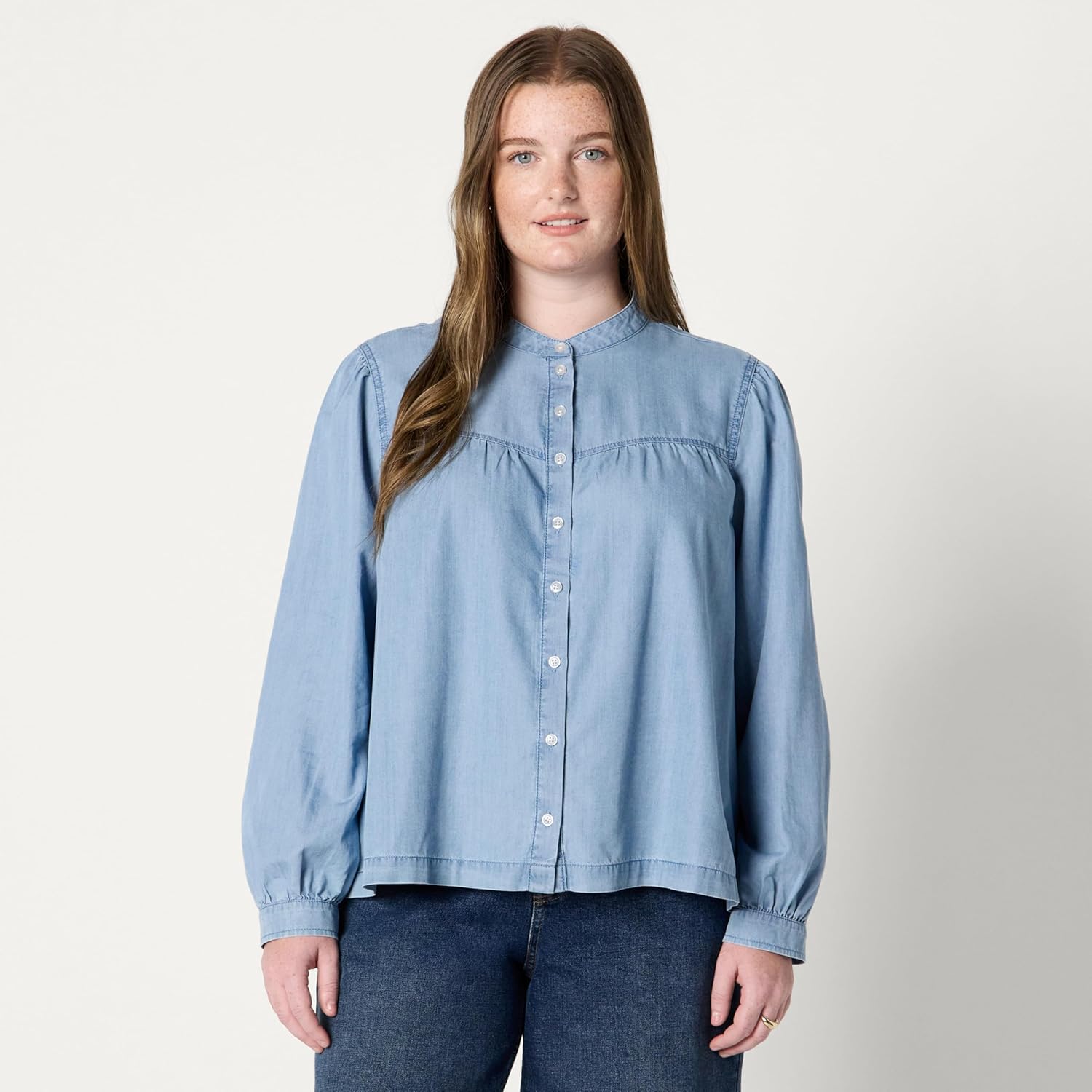 Amazon Essentials Women's Women's Denim Chambray Long-Sleeve Tunic Top - Image 6