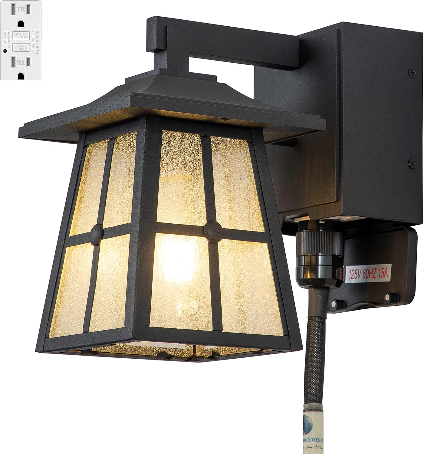 C Cattleya Outdoor Wall Light with GFCI Outlet, WeatherResistant and