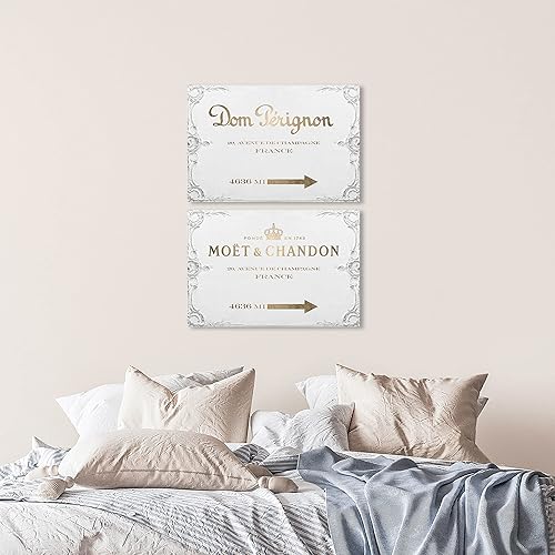 Miniatura 3 de The Oliver Gal Artist Co. Fashion and Glam - Lienzo contemporáneo con letras de vino vintage, arte de pared de Dom Star champán, juego de letreros