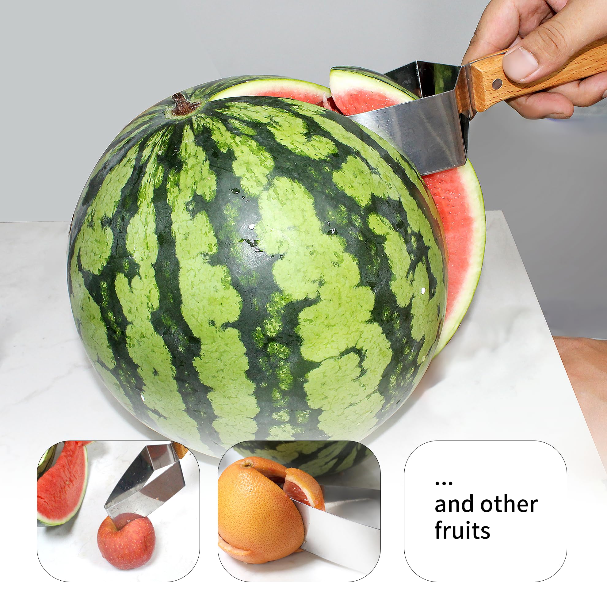 2-in-1 Watermelon Fork Slicer Cutter: Stainless Steel Fruit Cutter Melon Slicer Knife Tool, Portable Multifunctional Summer Cutting Forks Tools for Home Kitchen Family Parties Camping Gadgets, 2Pcs