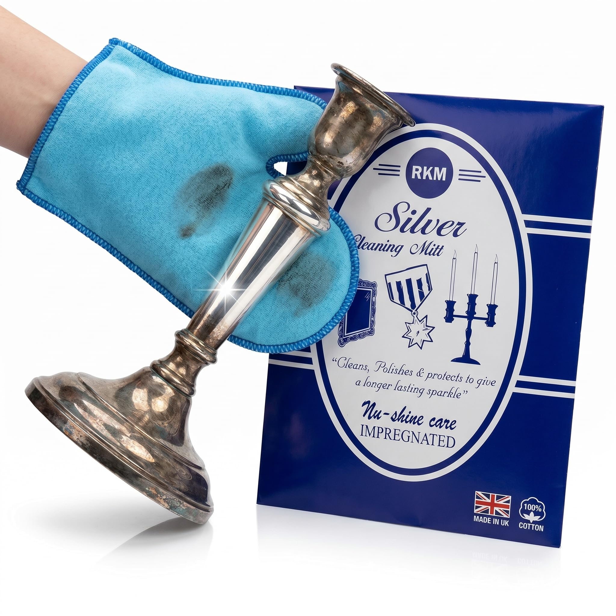 Nushine Silver Cleaning Glove Polishing Mitt (One Size) | Restores Brilliant Shine | No Additional Polish Needed | Contains Anti Tarnish Agents | Eco-Friendly Uk Formula | Safe On Plate