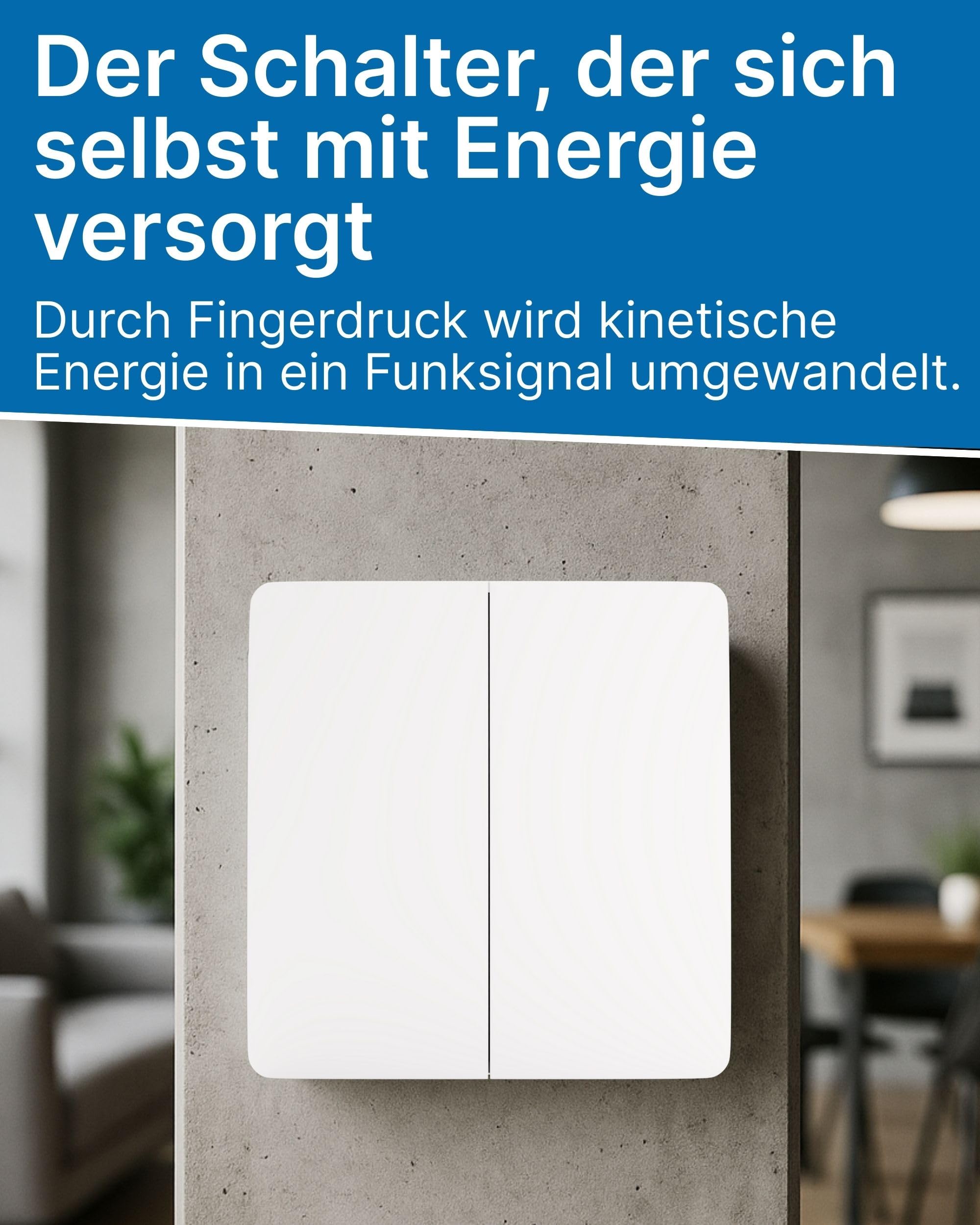 Hochwertiger Funkschalter 230V Rollladen Motor | 2-Fach Funk Lichtschalter Set IP67 | Jalousie Empfänger batterielos | 80m Reichweite | WLAN Schalter Alexa
