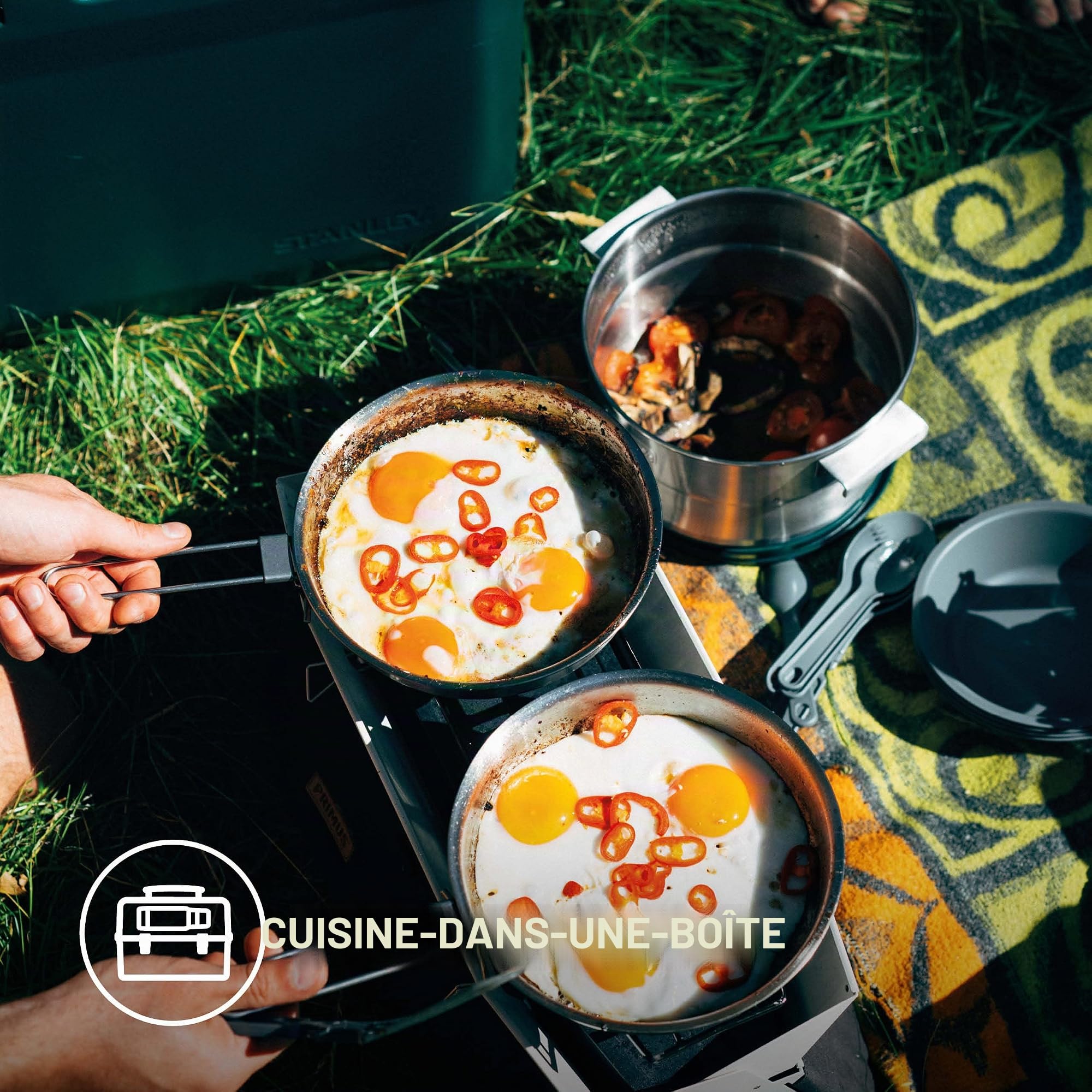 Stanley 1913 Adventure Full Kitchen Basecamp Cook Set 3.5L - Ustensiles de Cuisine pour Le Camping - 21 pièces - Facile à Transporter, Les Accessoires s’empilent - Fait-Tout en Acier Inoxydable