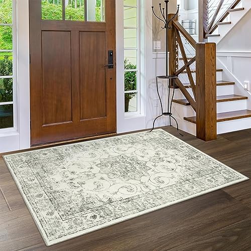 Miniatura 5 de Uphome Alfombra de pasillo vintage para pasillos, 2 x 6, antideslizante, lavable, alfombra de cocina, suave, de pelo bajo, plegable, larga, alfombra