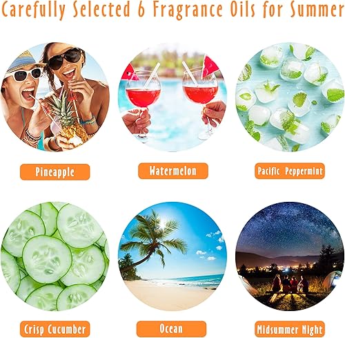 Miniatura 2 de Aceites esenciales de verano para difusores para el hogar, juego de aceites aromáticos MitFlor para hacer jabón y velas, 6 x 0.3 fl oz con océano,