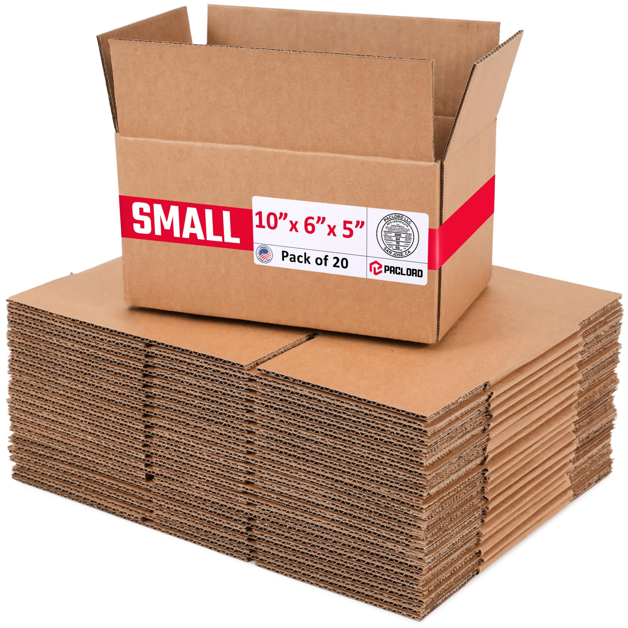 Small Cardboard Boxes 10"L x 6"W x 5"H (Pack of 20) - USA-Made Packing Boxes for Moving, Shipping, or Storage - USPS, UPS, FedEx Approved - Professional Packing Supplies for Moving | USA-Made Packing Boxes for Moving, Shipping, or Storage - USPS, UPS, FedEx Approved - Professional Packing Supplies