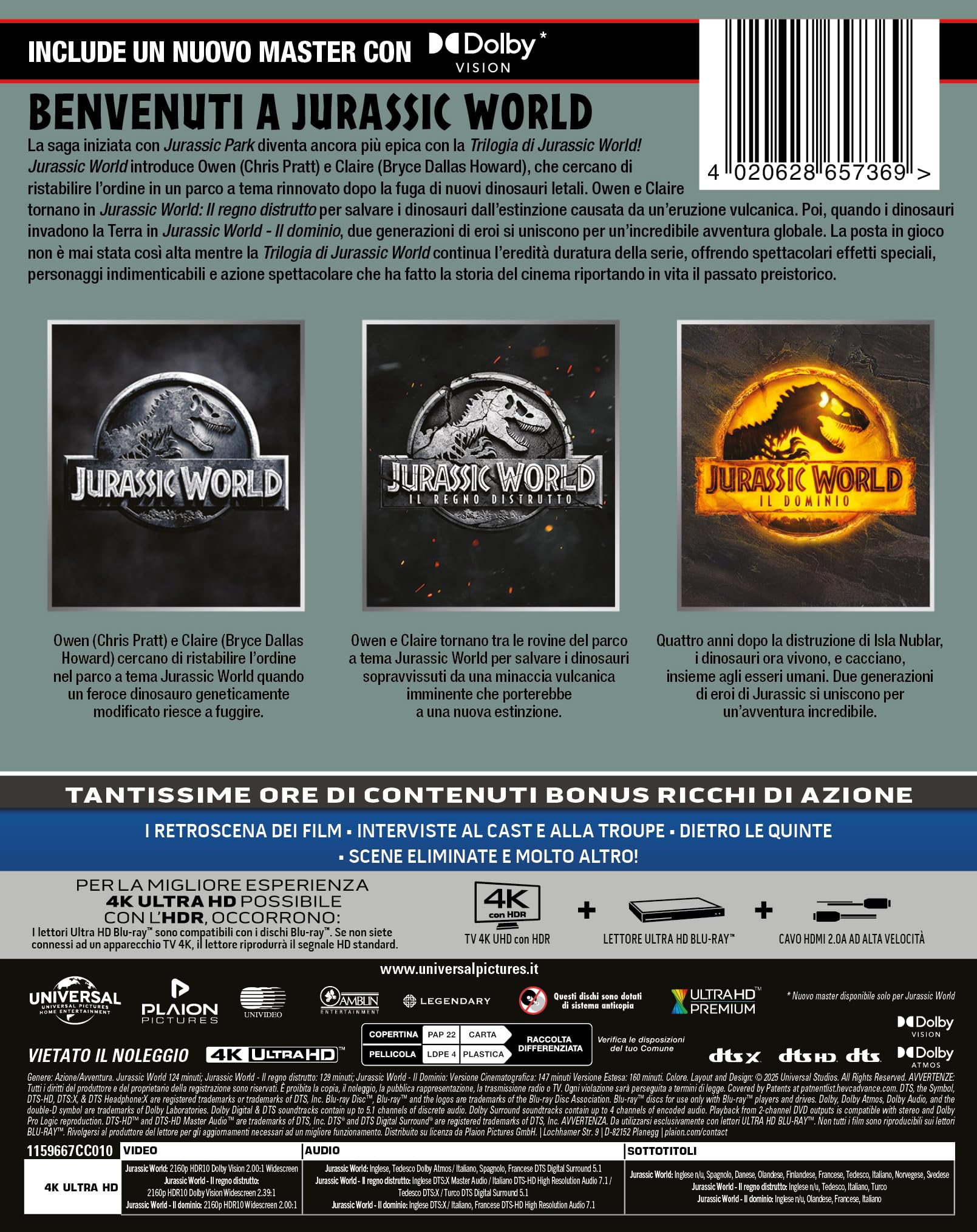 Jurassic World Trilogy 3 4K UHD)
