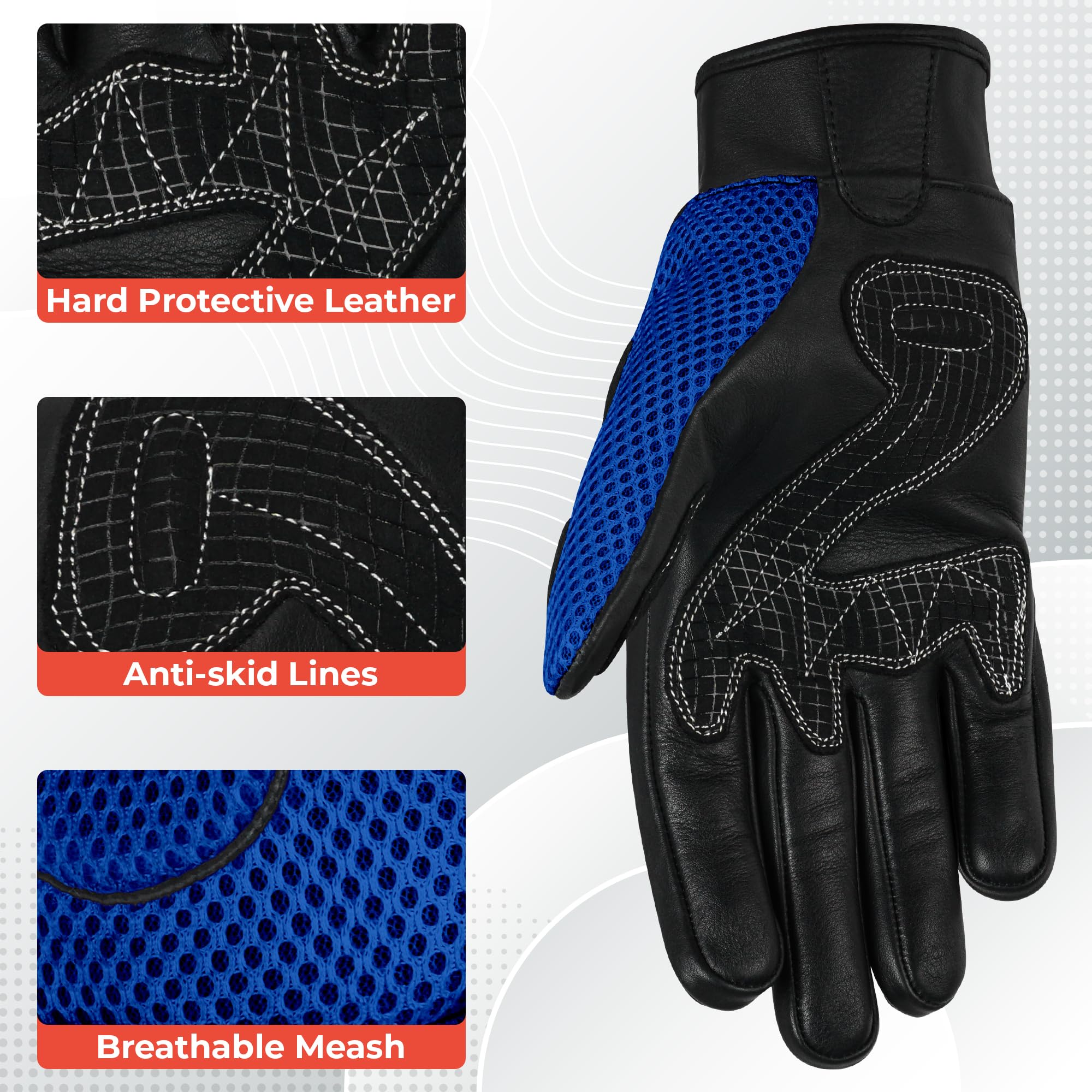 Nouveau Moto Gants Cavalier Integral Moto Sport Vélo Vtt Protection Gants D'Été Noir-bleu 9001 - Noir - Bleu, XXL