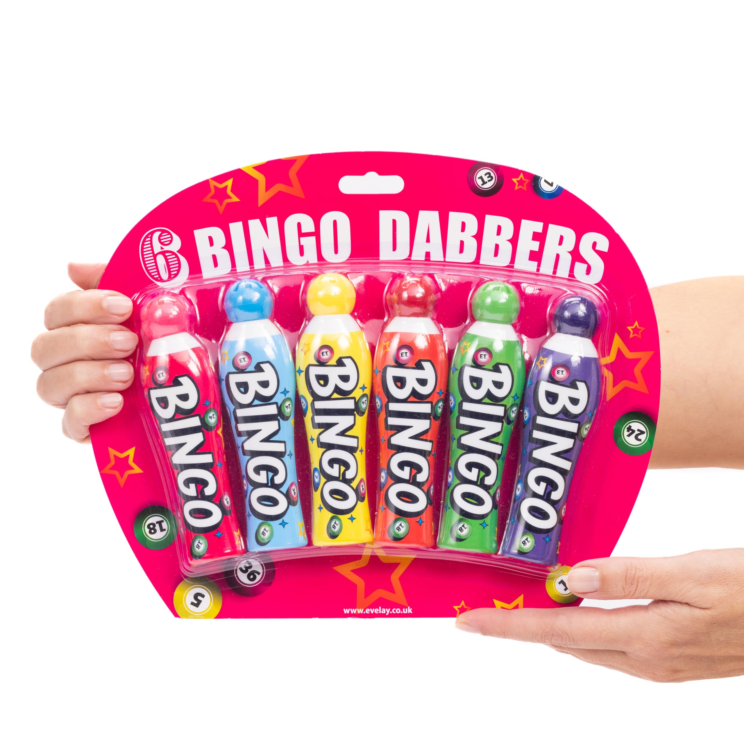 evelay Confezione da 6 pennarelli grandi per bingo, colori misti, 40 ml, per biglietti in scatola espositiva, penne per marcatura lisce e pulite per giochi di bingo - 2