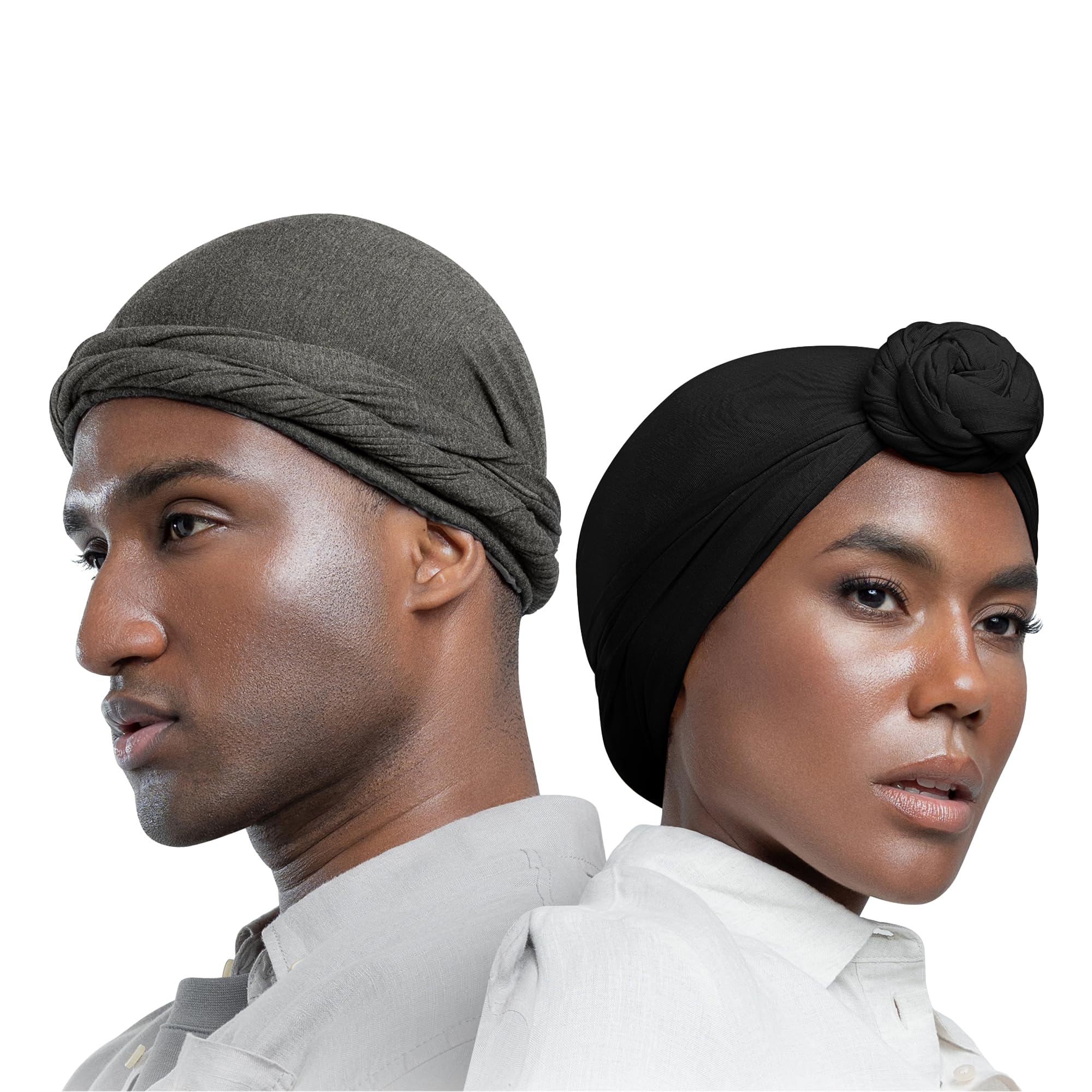 Silk Satin Lined Halo Turban Head Wrap Pre-Tied Skull Cap for Men and Women Sleeping Bonnet Hair Cover Chemo Hair Loss Hat
