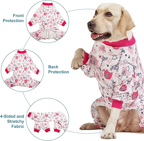 Miniatura 4 de LovinPet Labrador - Mameluco grande para perro, alivio de la ansiedad de las mascotas, antilamer, ropa de recuperación poscirugía, tela elástica