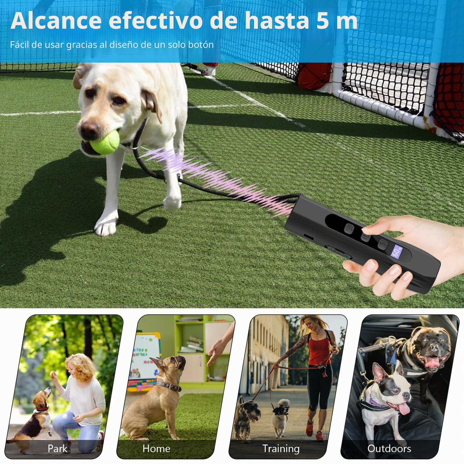 Antiladridos para perros: dispositivo ultrasónico antiladridos, dispositivo antiladridos de 10 m para perros con 3 modos, recargable para detener el ladrido del perro, antiladridos para perros, seguro