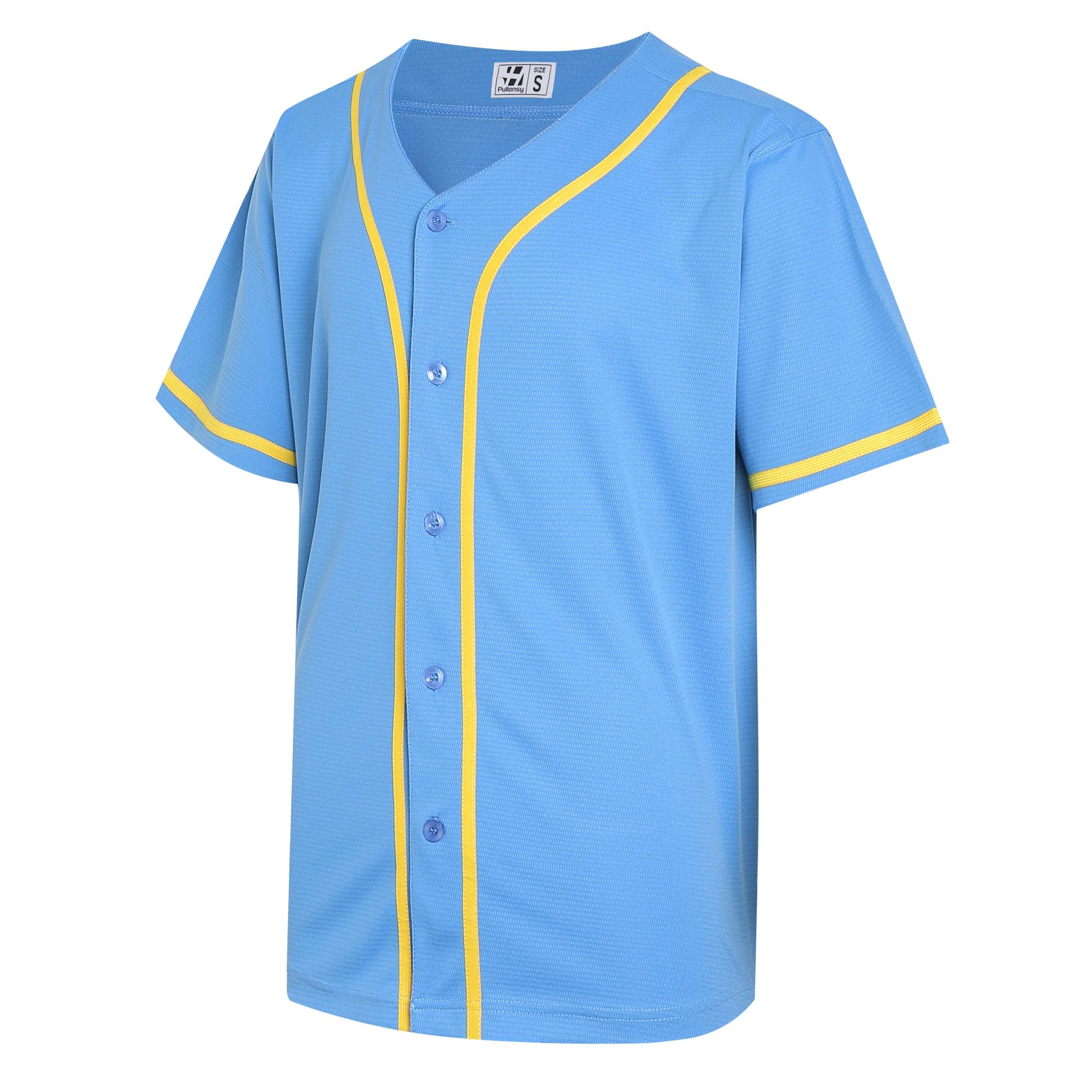 Pullonsy Blank Baseball Jersey for Men Women Full Button Up Short Sleeves Shirts Hip Hop Hipster Sports Uniforms