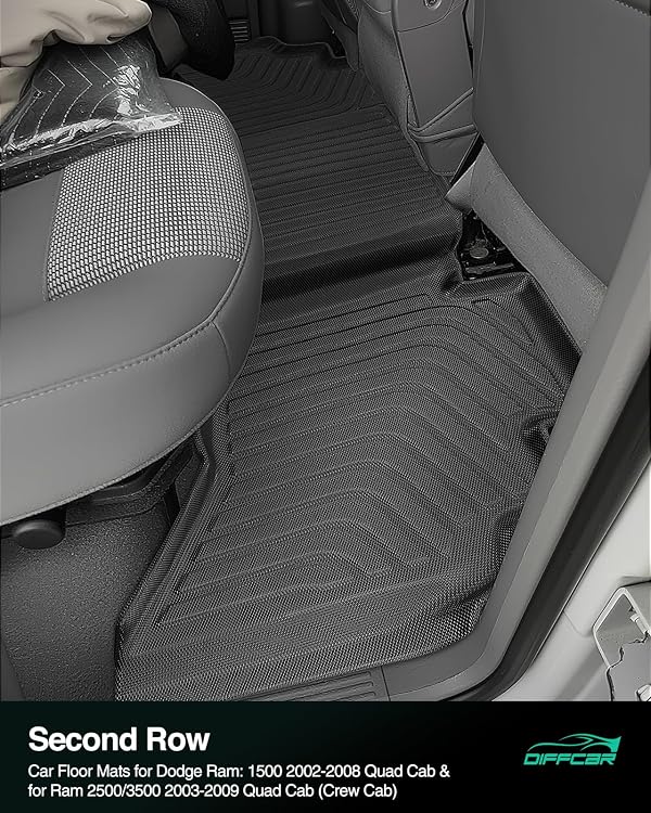 Car Floor Mats for Dodge Ram: 1500 2002-2008 Crew Cab/Quad Cab Black 3PCS by DiffCar - Used condition - Image 5