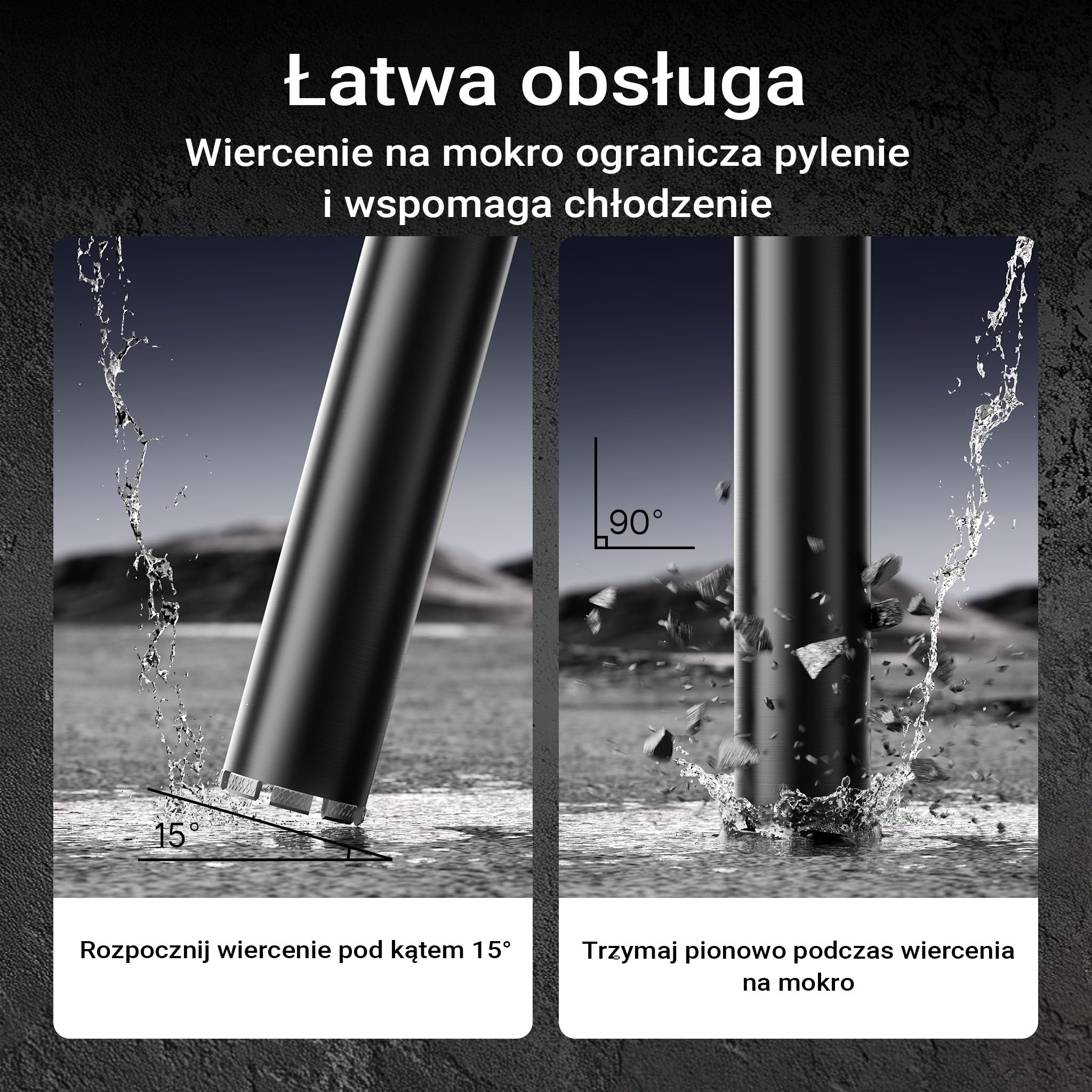 Wiltec Wiertło diamentowe koronowe typu Mesh Ø 82 mm o długości 450 mm, 1¼ UNC, do wiercenia w betonie, kafelkach, kamienia i granitu