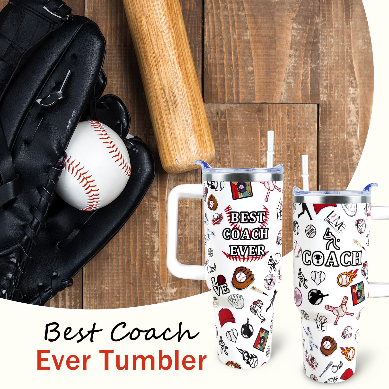 Vaso De Béisbol De 40 Oz Con Asa, Regalo Para Entrenador Dep | Envío Gratis