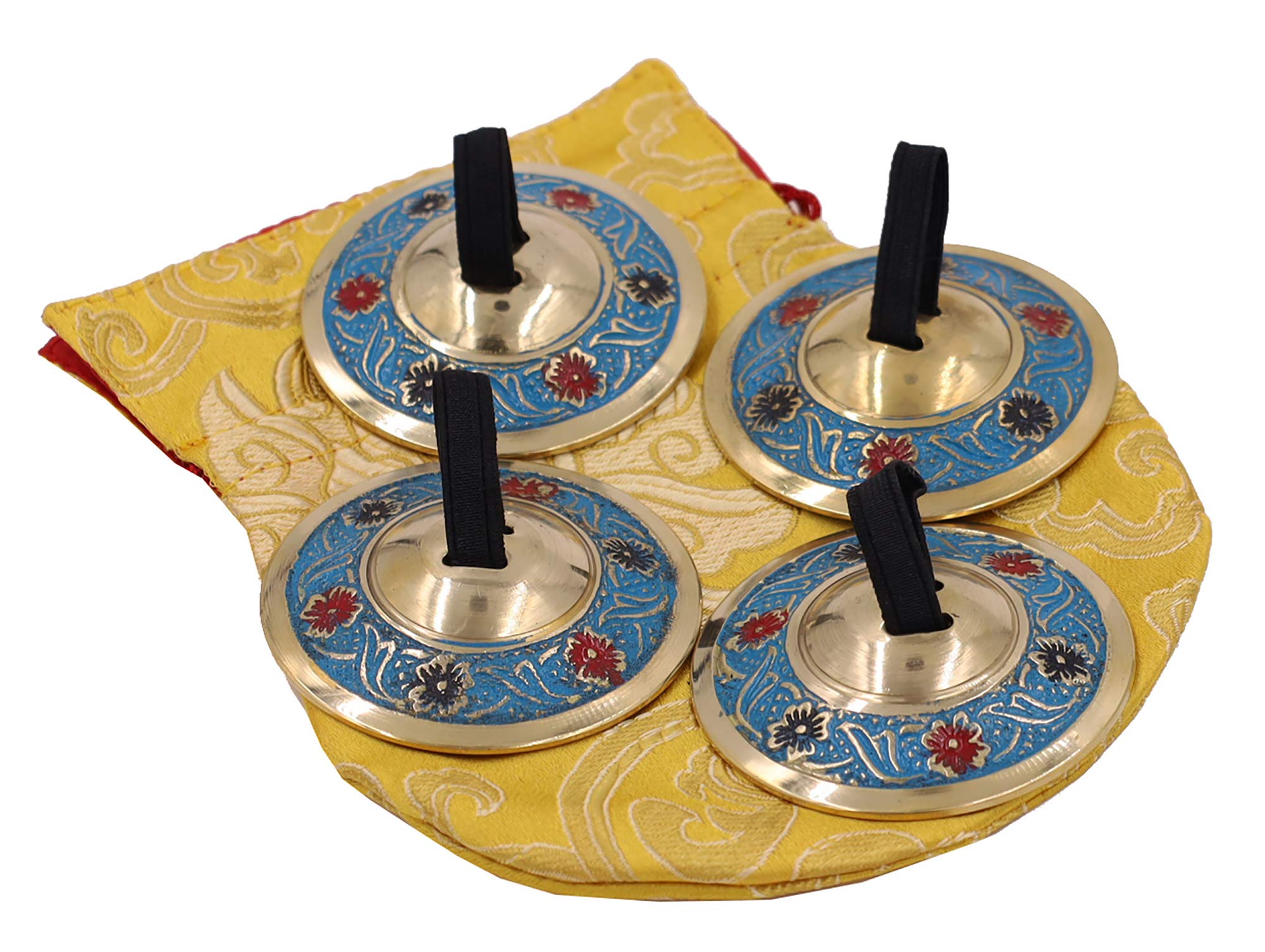 Lungta Imports2 Pairs Pro Brass Floral Fingers Cymbal Zills Belly Dancing blue