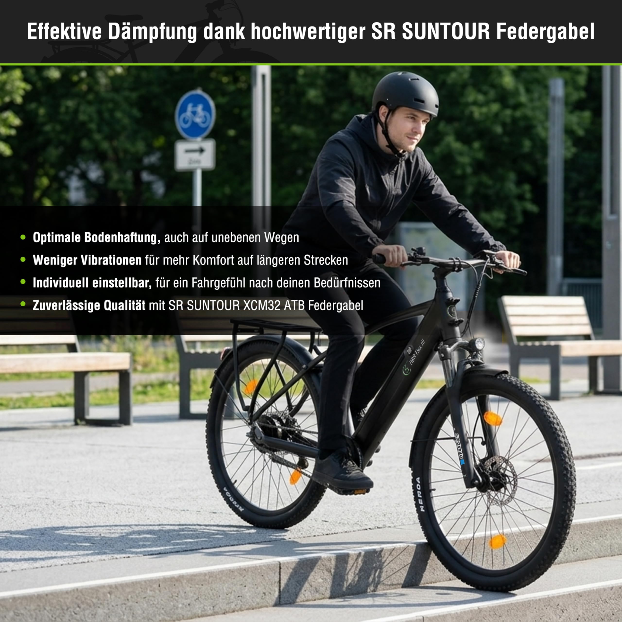 R8R Flex III e-bike da trekking 27,5", batteria 522 Wh, autonomia fino a 150 km in modalità ECO, motore BAFANG, trasmissione a cinghia Gates Carbon Drive, portapacchi robusto