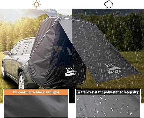 Miniatura 4 de Toldo para portón trasero con postes incluidos, para automóvil, camping, viajes por carretera, esenciales, pequeño a mediano, SUV, impermeable,