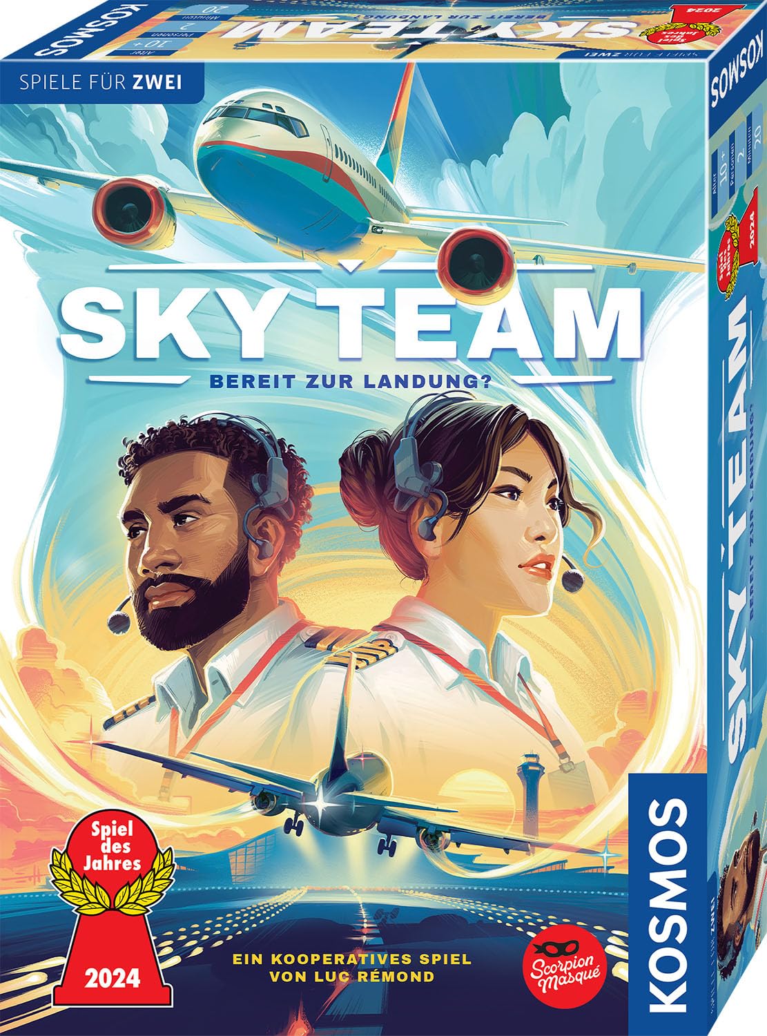 Kosmos 684044 Sky Team - Bereit zur Landung? Spiel des Jahres 2024, kooperatives Spiel für 2 Personen ab 10 Jahre, deutschsprachige Version, Strategiespiel, Brettspiel, Gesellschaftsspiel Grundspiel