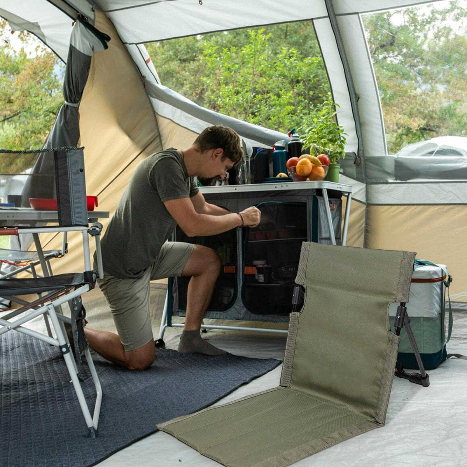 HOMFUL Folding Stadium Seat With Backrest & Lumbar Support - Portable Bleacher Chair For Sports, Camping, Beach