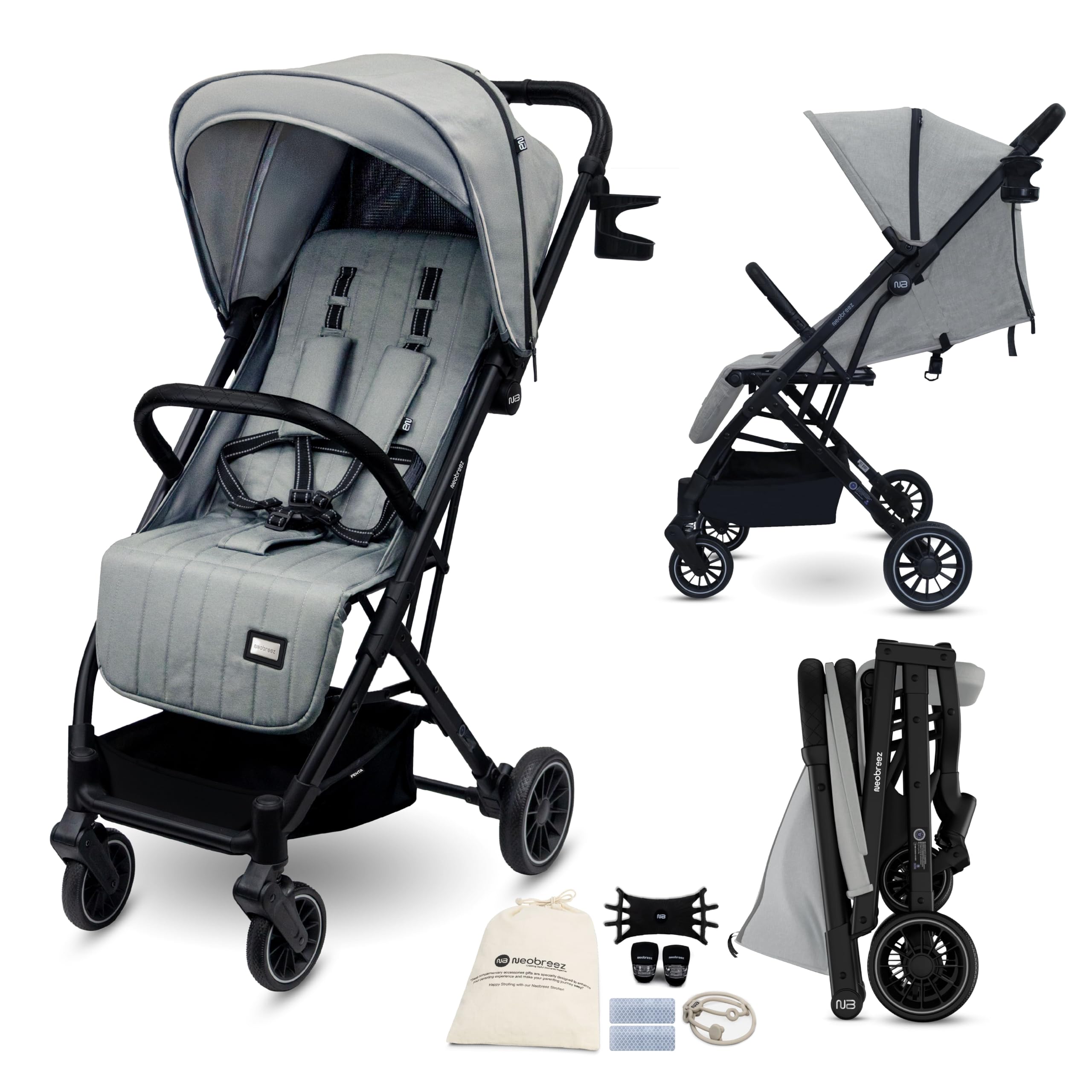 Neobreez PENTA Lightweight Travel Baby Toddler Stroller,Trolley Handle Pushchair,Quick Fold&Auto lock,Waterproof UPF 50+ Canopy,Gift Bag,Toy Strap,LED lights,Cup&Phone Holder,0-3yrs,15kg,3yrs Warranty-image-23