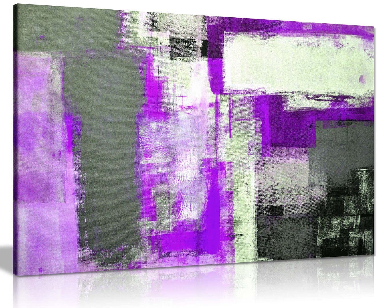 Panther Print Purple Office Art Grey And Abstract Art Painting Canvas Wall Art Picture Print Home Decor 91X61cm (36X24in)