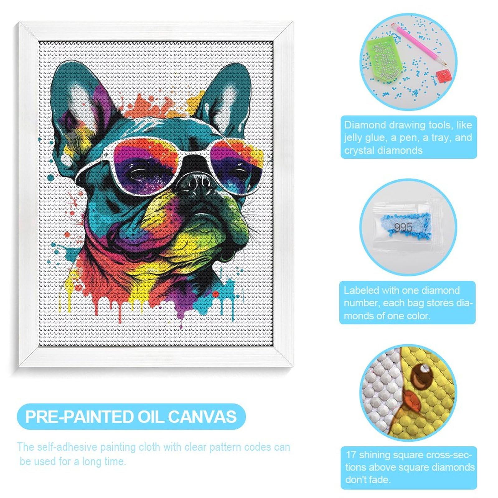 Amazon | フレンチブルドッグ 犬柄 絵画 ダイヤモンドアート 5D