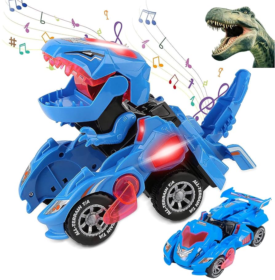 Amazon.co.jp: Sunnhan 変身おもちゃ 2 in 1 変身恐竜 LED 車