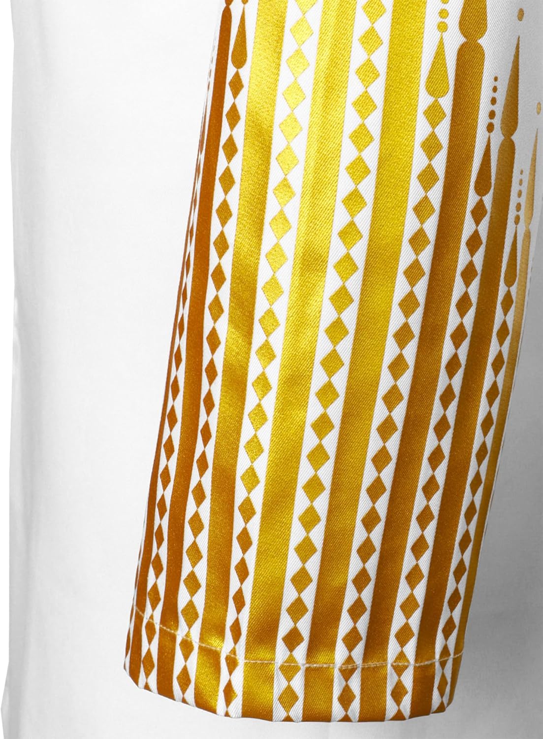 LucMatton Men's African Attire 2 Piece Set Gold Foil Print Button Up Long Sleeve Shirt and Pants Suit Dashiki Outfit - Image 6